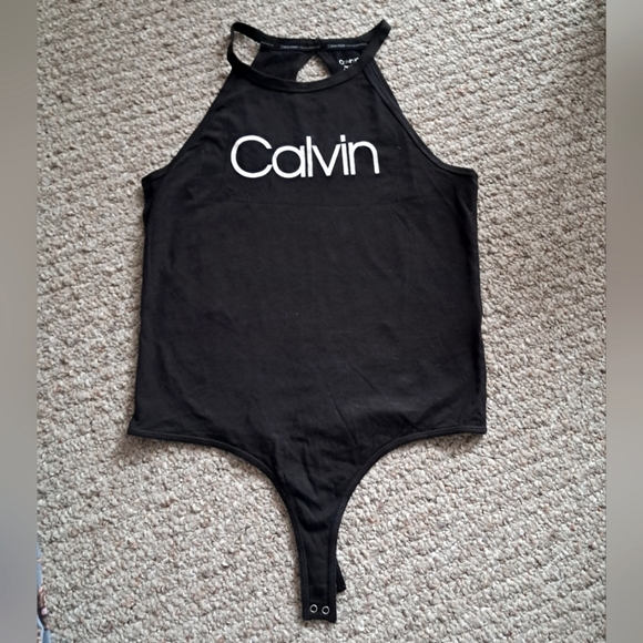 Calvin Klein black and white bodysuit Size LARGE - Picture 1 of 6